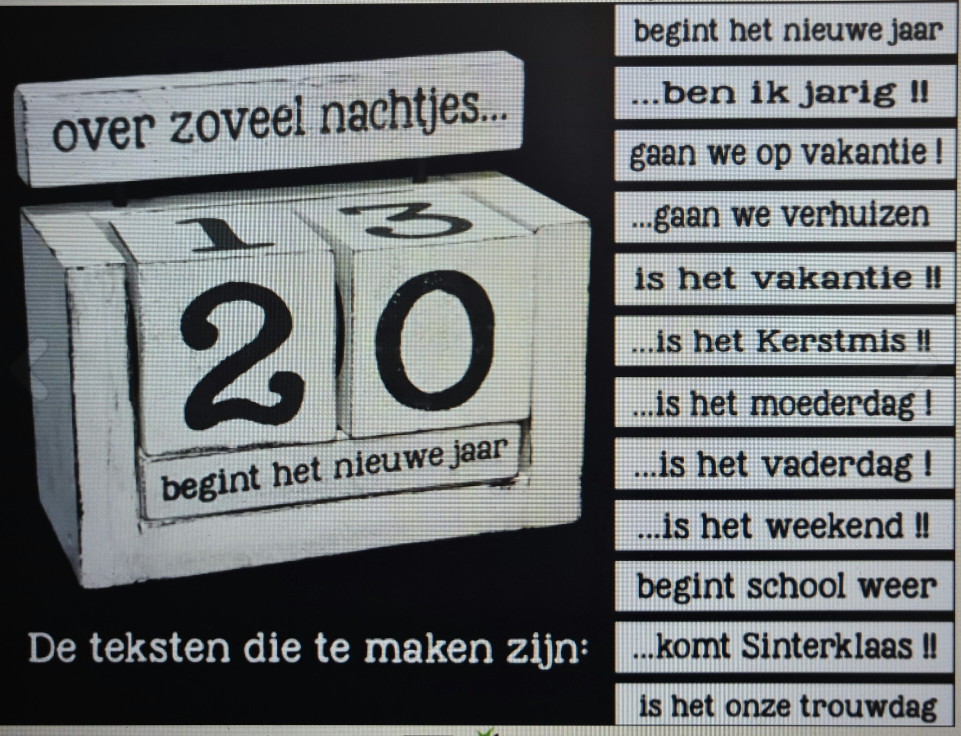 Houten kalenderblok - antique white